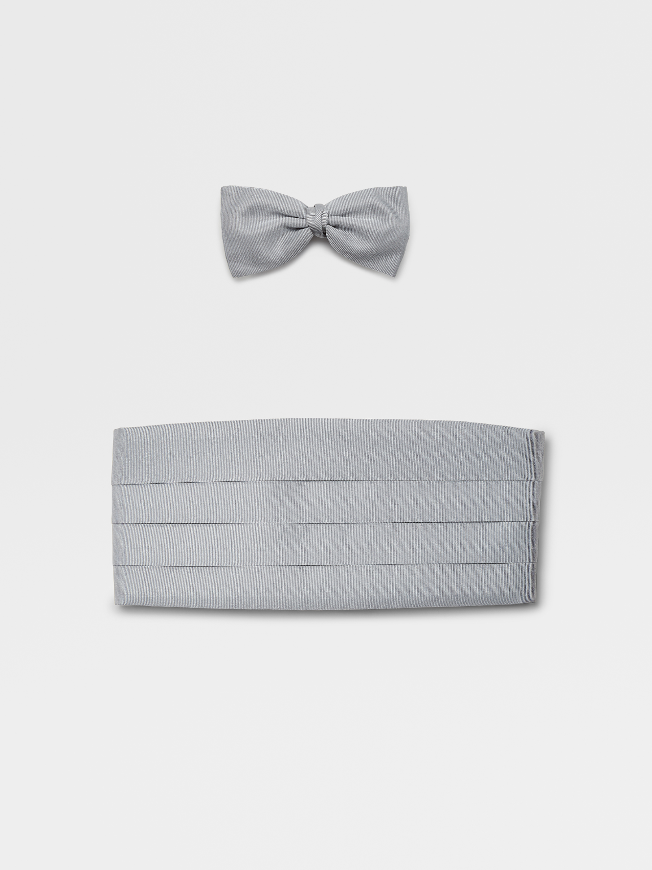 Light Grey Silk Bow Tie And Cummerbund Set